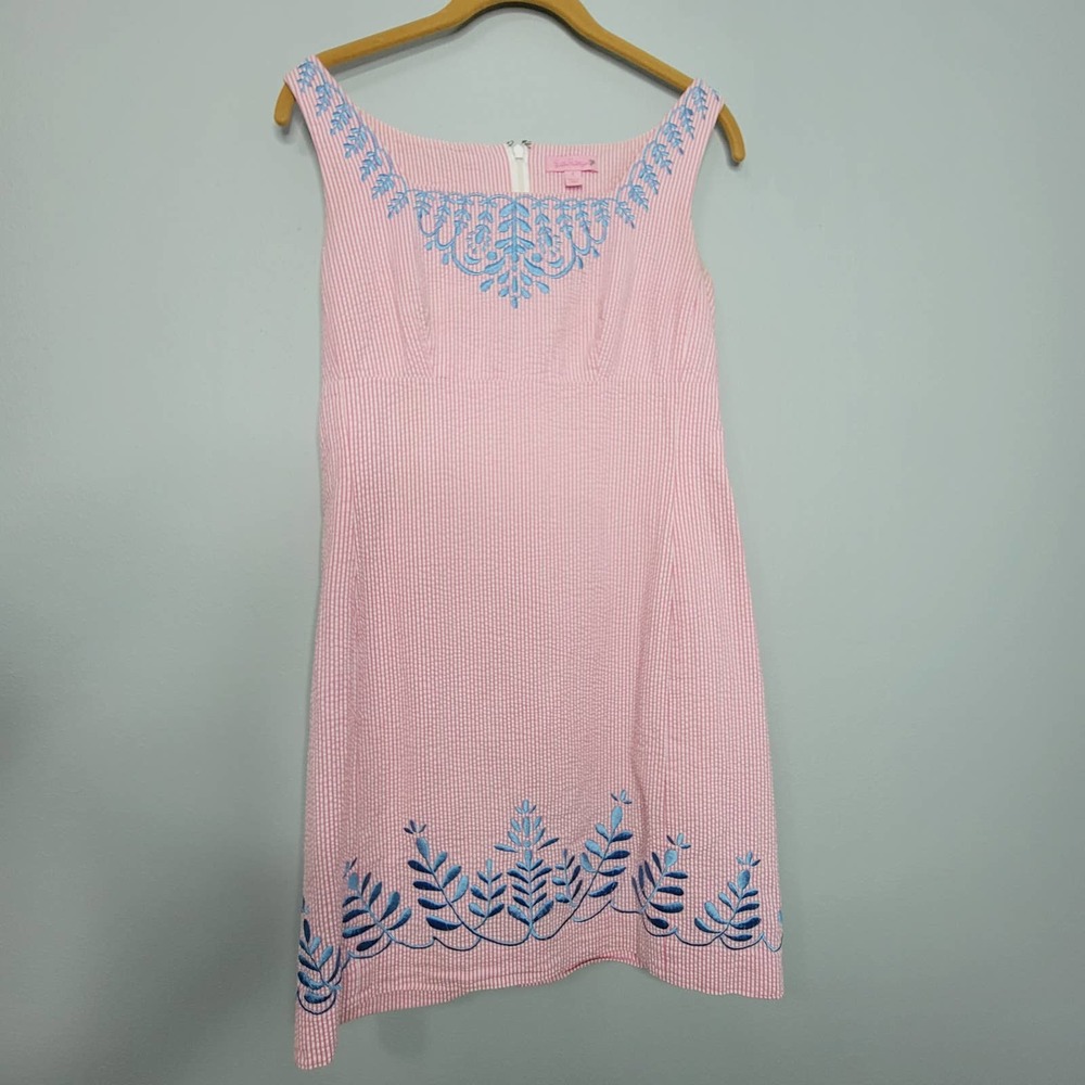 4 Lilly Pulitzer striped blue embroidered dress AA
